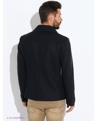 Темно-синее длинное пальто от Geox