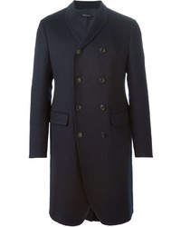 Темно-синее длинное пальто от Giorgio Armani