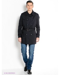 Темно-синее длинное пальто от Havana & Co