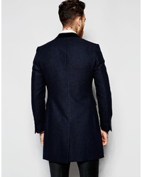 Темно-синее длинное пальто