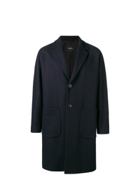 Темно-синее длинное пальто от Hevo