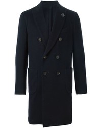 Темно-синее длинное пальто от Lardini