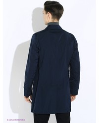 Темно-синее длинное пальто от Maurizio Baldassari