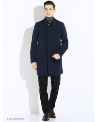 Темно-синее длинное пальто от Maurizio Baldassari