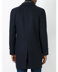 Темно-синее длинное пальто от Hevo