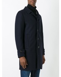 Темно-синее длинное пальто от Hevo