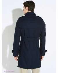 Темно-синее длинное пальто от Oodji