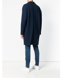 Темно-синее длинное пальто от Mauro Grifoni