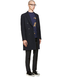 Темно-синее длинное пальто от Paul Smith