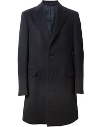 Темно-синее длинное пальто от Raf Simons