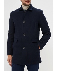 Темно-синее длинное пальто от Sainy