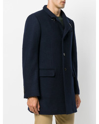 Темно-синее длинное пальто от Fay