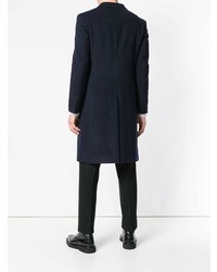 Темно-синее длинное пальто от Yohji Yamamoto