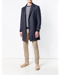 Темно-синее длинное пальто от Tombolini