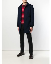 Темно-синее длинное пальто от 0909