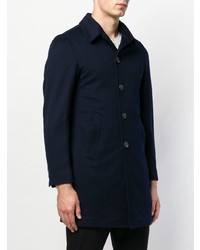 Темно-синее длинное пальто от 0909