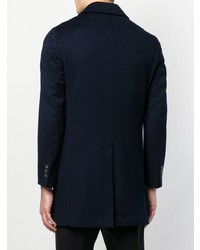 Темно-синее длинное пальто от 0909