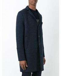 Темно-синее длинное пальто от Harris Wharf London