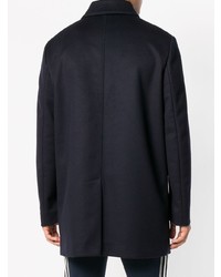 Темно-синее длинное пальто от Paolo Pecora