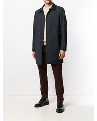 Темно-синее длинное пальто от Dell'oglio