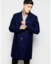 Темно-синее длинное пальто от Sisley