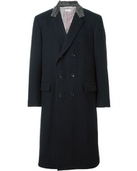 Темно-синее длинное пальто от Thom Browne
