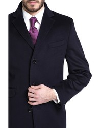 Темно-синее длинное пальто от Troy collezione