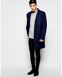 Темно-синее длинное пальто от Sisley