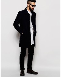 Темно-синее длинное пальто от ONLY & SONS