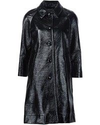 Женское темно-синее кожаное пальто от Marc Jacobs