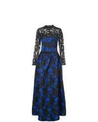 Темно-синее кружевное вечернее платье с цветочным принтом от Tadashi Shoji