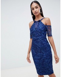 Темно-синее кружевное облегающее платье от Vesper
