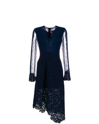 Темно-синее кружевное платье-миди от Ermanno Scervino