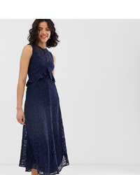 Темно-синее кружевное платье-миди от Warehouse