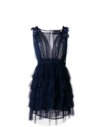 Темно-синее кружевное платье с пышной юбкой от Christian Pellizzari
