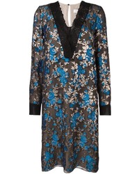 Темно-синее кружевное платье с цветочным принтом от Lanvin