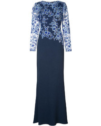 Темно-синее кружевное платье с цветочным принтом от Tadashi Shoji