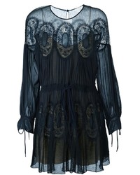 Темно-синее кружевное платье от Chloé