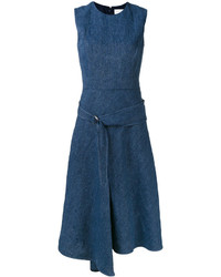 Темно-синее льняное платье от Victoria Beckham