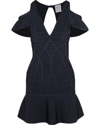 Темно-синее облегающее платье с вырезом от Herve Leger