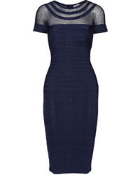 Темно-синее облегающее платье от Herve Leger