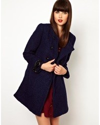 Женское темно-синее пальто букле от Nishe