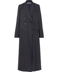 Женское темно-синее пальто в вертикальную полоску от Stella McCartney