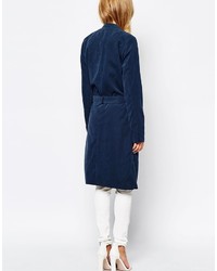Женское темно-синее пальто дастер от Noisy May
