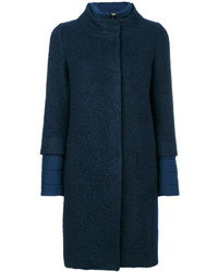 Женское темно-синее пальто из мохера от Herno