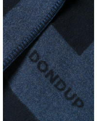 Темно-синее пальто-накидка в горизонтальную полоску от Dondup