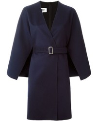Темно-синее пальто-накидка от Agnona