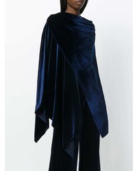 Темно-синее пальто-накидка от Talbot Runhof