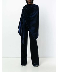 Темно-синее пальто-накидка от Talbot Runhof