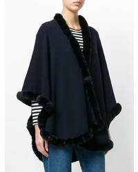 Темно-синее пальто-накидка от N.Peal